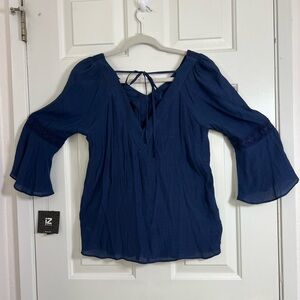 Iz Byer Deep Blue Blouse with‎ Bell Sleeves